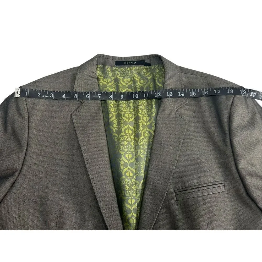 Ted Baker Two Button Jacquard Lined Blazer Gray Notched Lapel Men’s 46